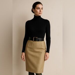 Escada Womens Sz 36 US 6 Pencil Skirt Tan Stretch Wool Cashmere Lined Luxury